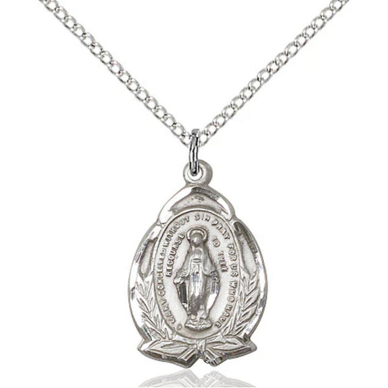 Miraculous Medal Sterling Silver 18"