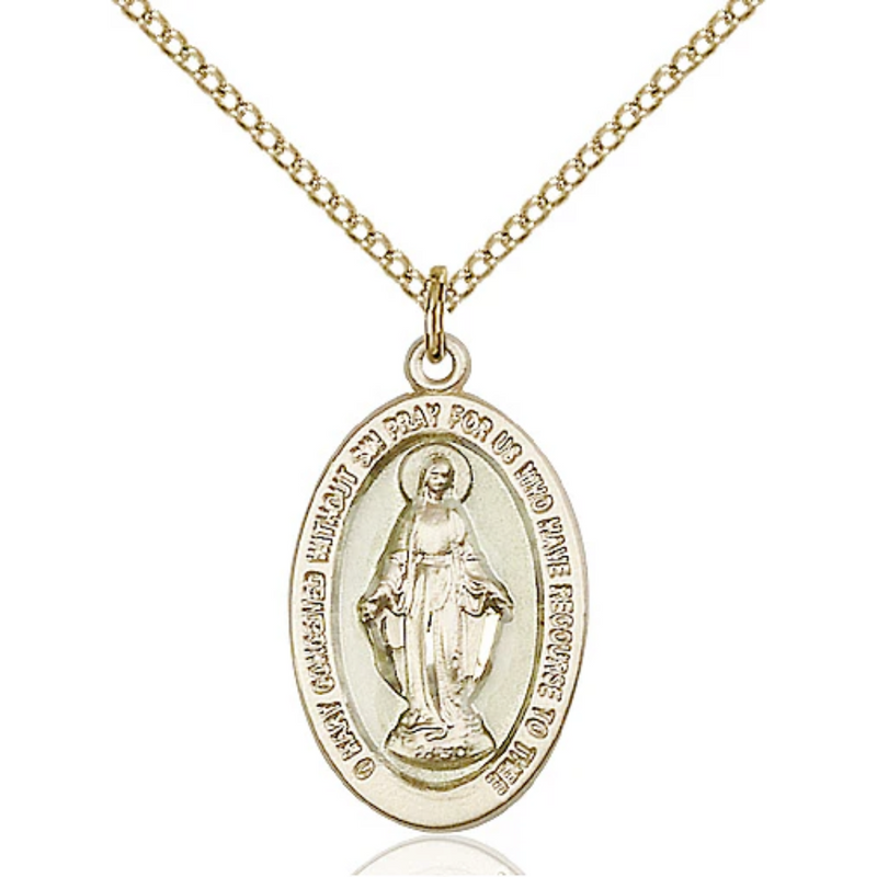 Miraculous Medal Necklace Gold Filled 18"
