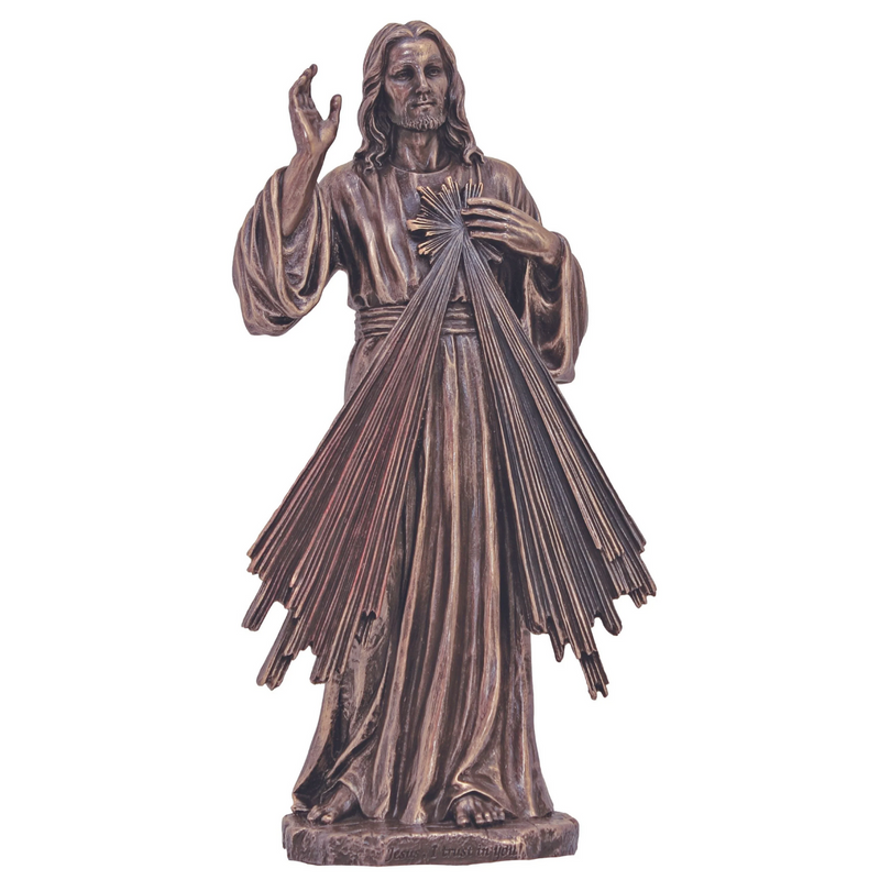 Divine Mercy Jesus Statue – 12" | Cold-Cast Bronze | Goldscheider Veronese