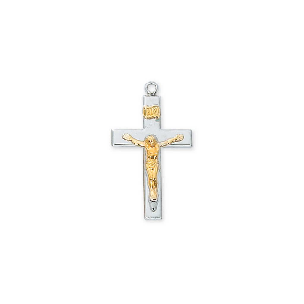 Two-Tone Crucifix Necklace - Sterling Silver
