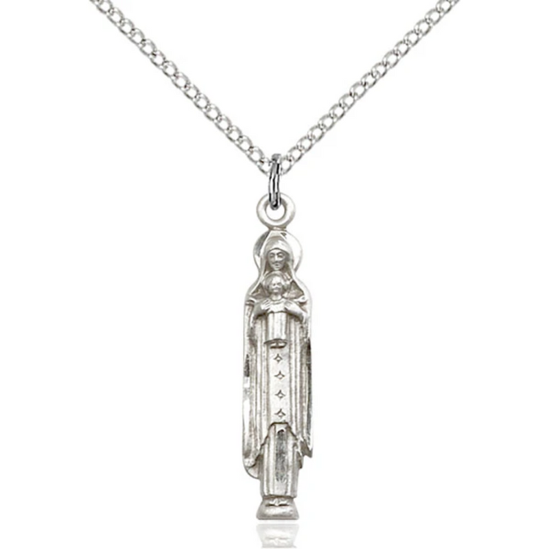 Madonna and Child Necklace Sterling Silver 18"