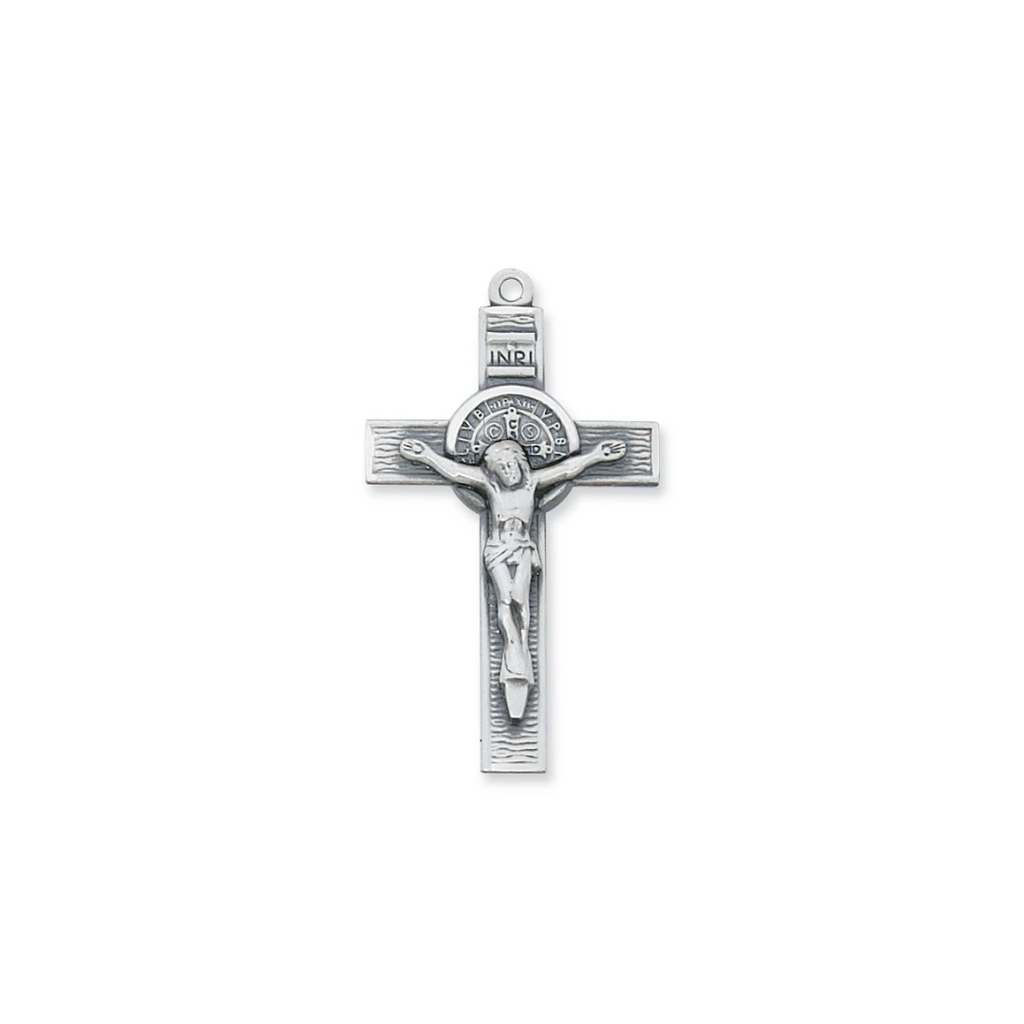 Benedict - St. Benedict Crucifix Medal - Sterling Silver 24"