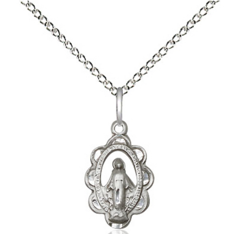 Miraculous Medal Sterling Silver 18"