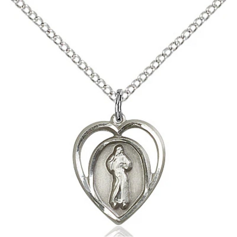 Divine Mercy Necklace Sterling Silver 18"