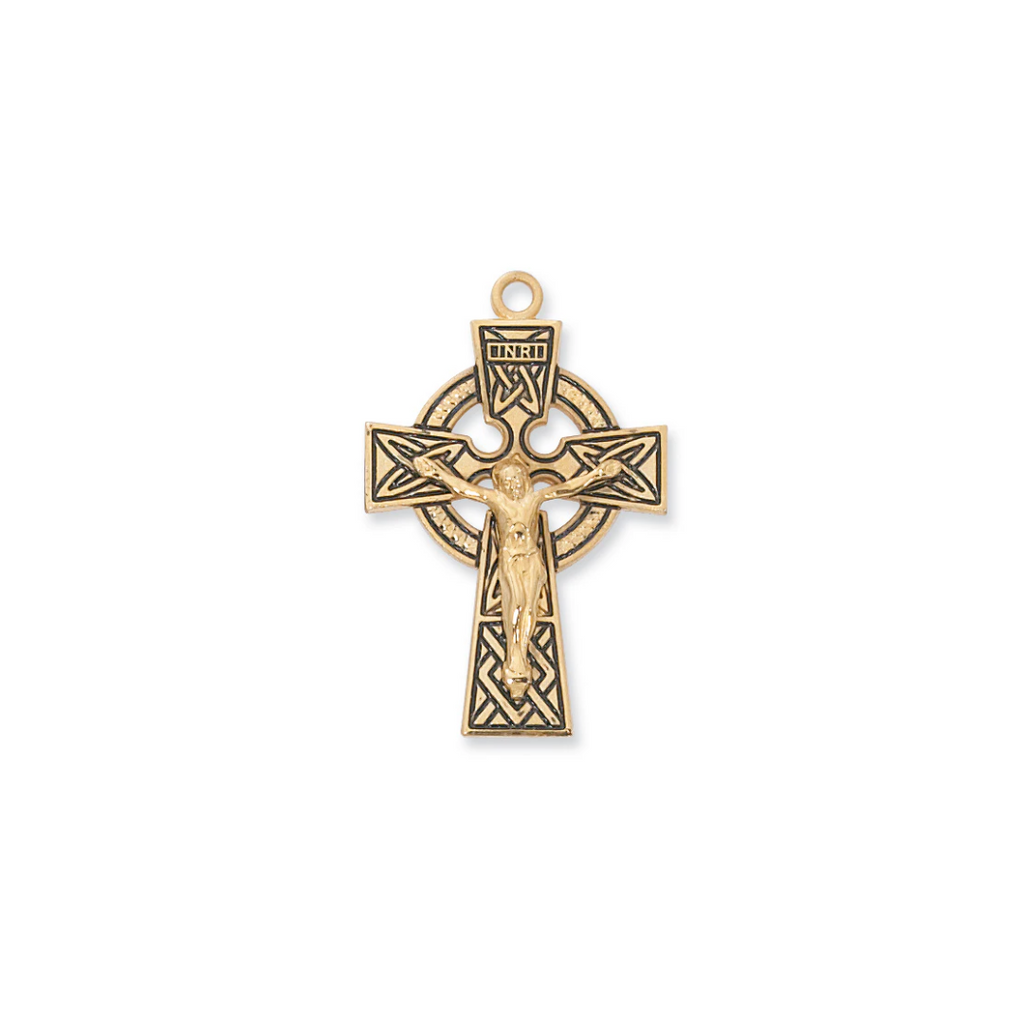 Celtic Crucifix Necklace - Gold over Sterling