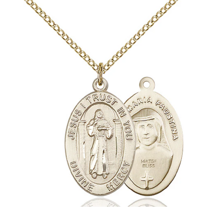 Divine Mercy Necklace Gold Filled 18"