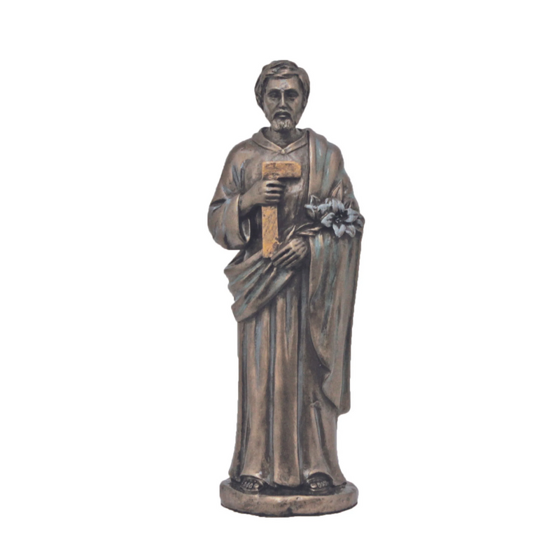 Saint Joseph the Worker Statue – 5" Hand-Painted Cold-Cast Bronze