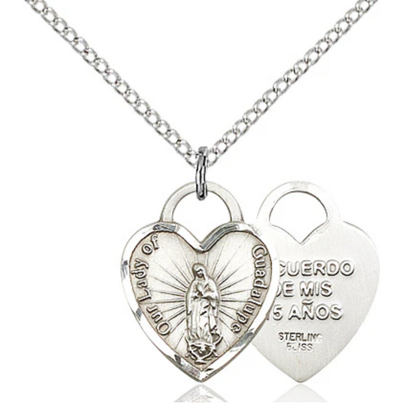 Our Lady of Guadalupe Necklace Sterling Silver 18"