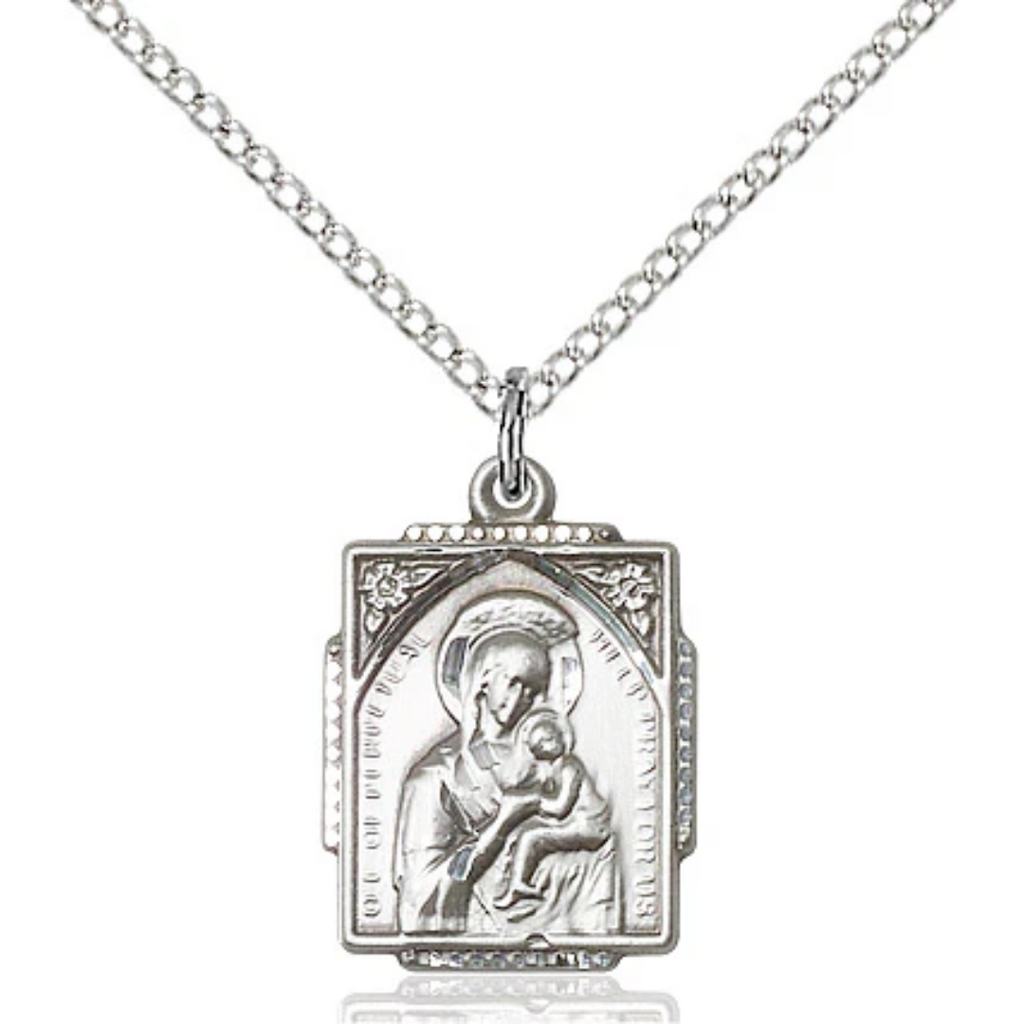 Our Lady of Perpetual Help Medal Sterling Silver 18"