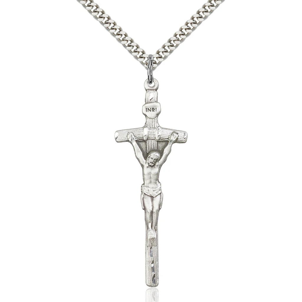 Crucifix Necklace Sterling Silver 24"