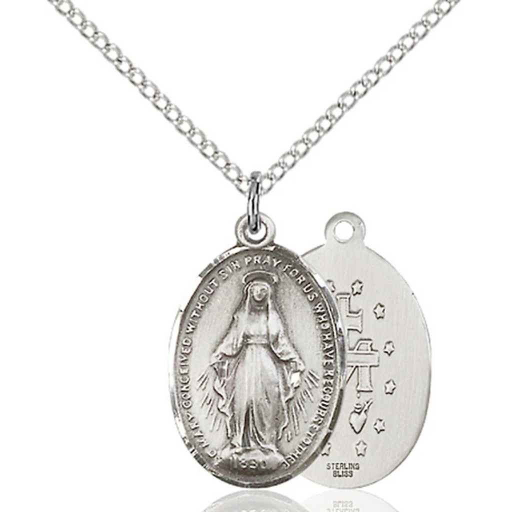 Miraculous Medal Sterling Silver 18"