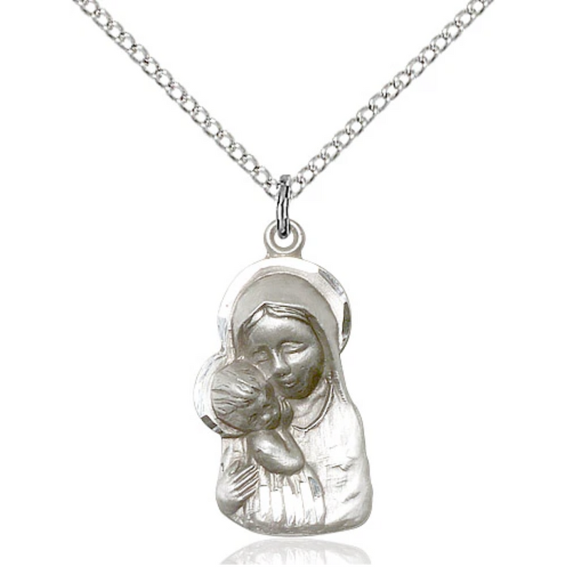 Madonna and Child Medal Sterling Silver 18"