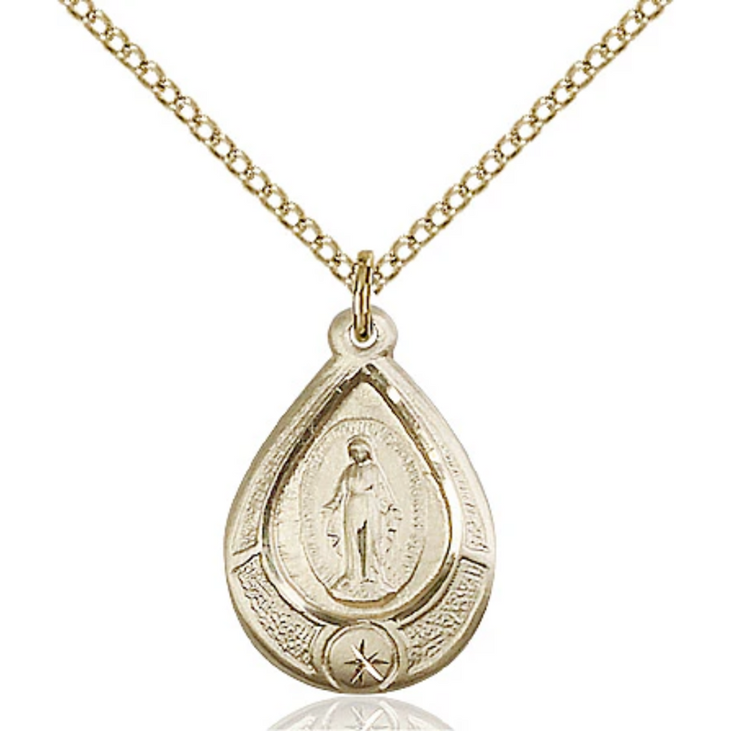 Miraculous Medal Necklace Gold Filled 18"