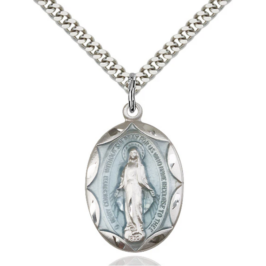 Miraculous Medal Sterling Silver 24"