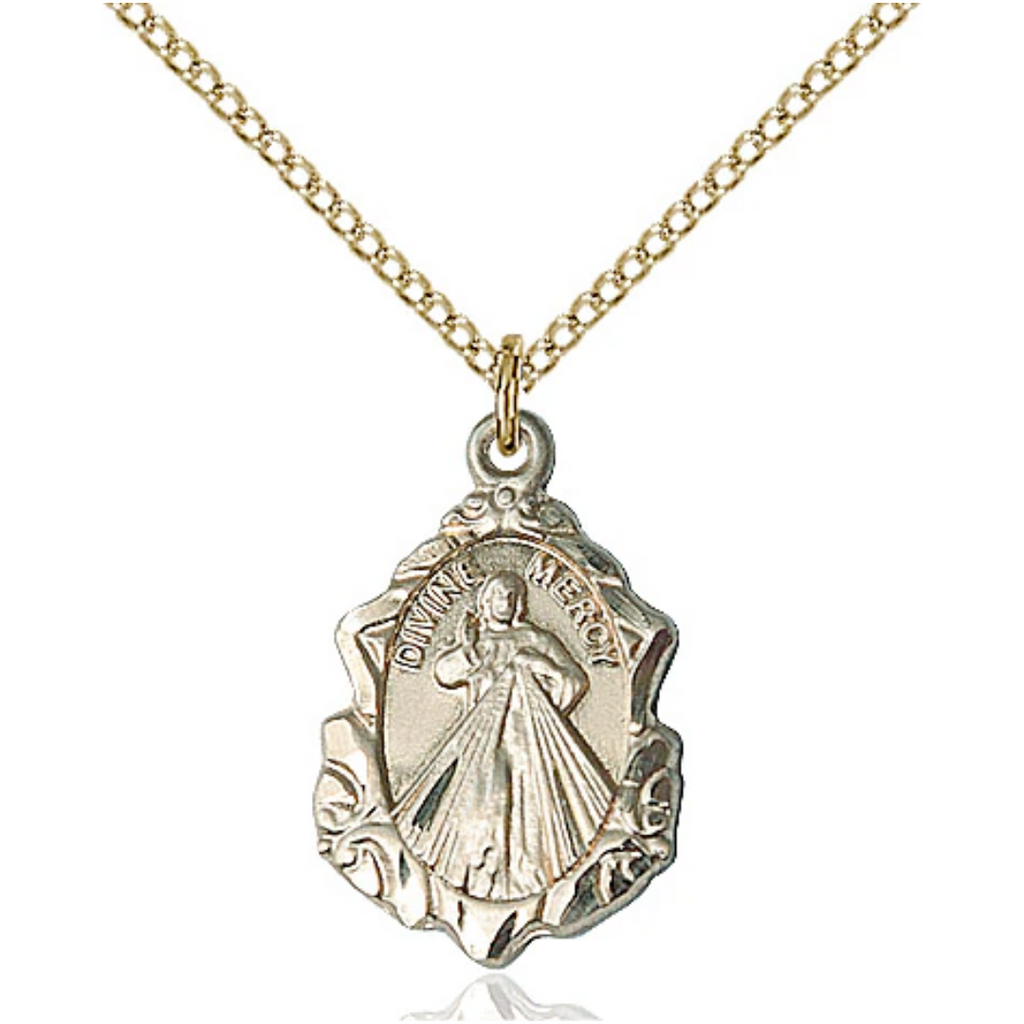 Divine Mercy Necklace Gold Filled 18"