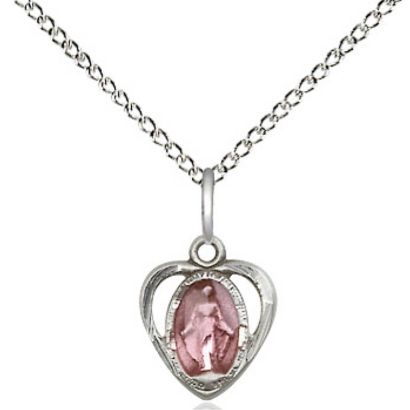 Miraculous Medal Necklace Sterling Silver 18"