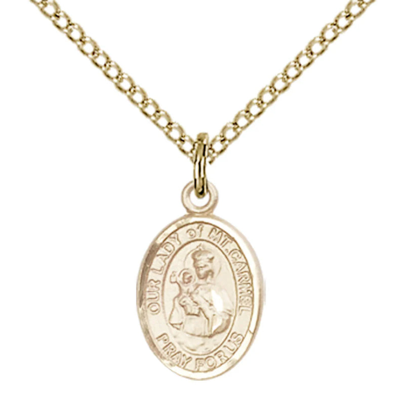 Our Lady of Mount Carmel Necklace Sterling or Gold - 18" Chain | Bliss