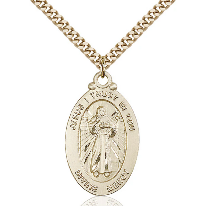 Divine Mercy Necklace Gold Filled 24"