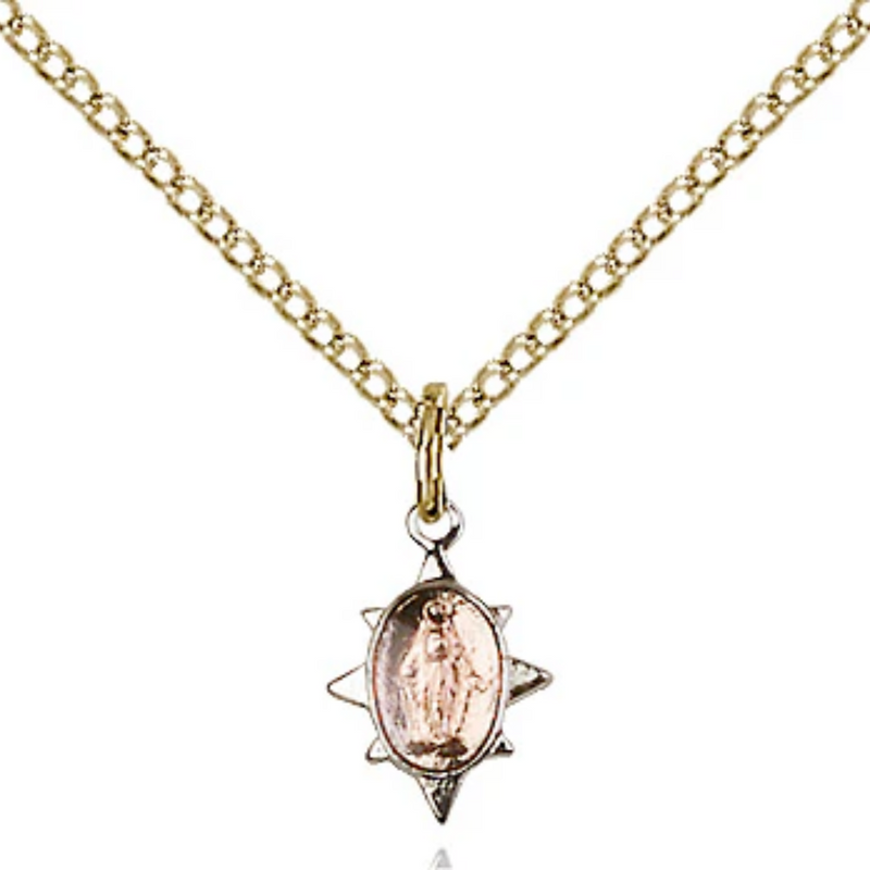 Miraculous Medal Gold Plated Sterling 18"
