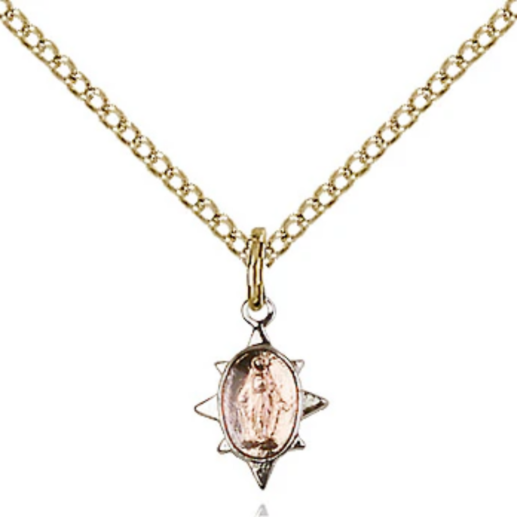 Miraculous Medal Gold Plated Sterling 18"