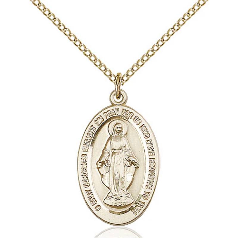 Miraculous Medal Necklace Gold Filled 18"