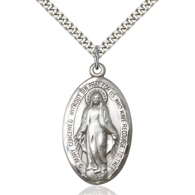 Miraculous Medal Sterling Silver 24"
