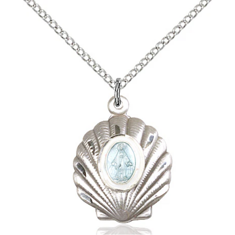 Miraculous Shell Medal Sterling Silver 18"