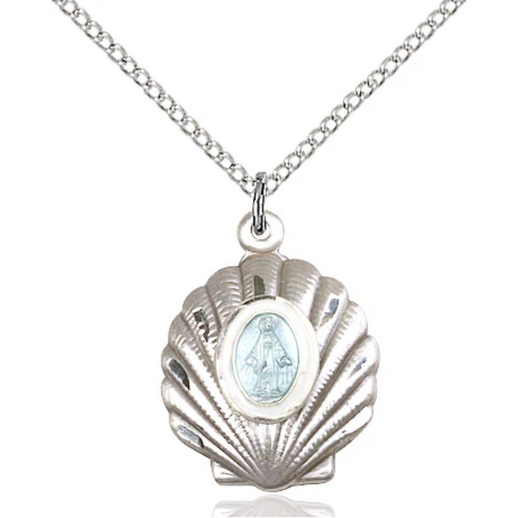 Miraculous Shell Medal Sterling Silver 18"