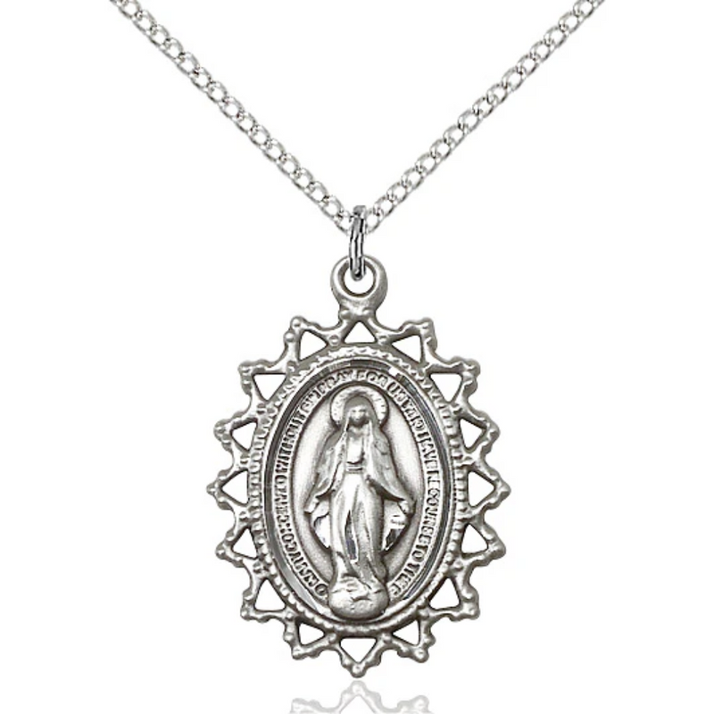 Miraculous Medal Sterling Silver 18"