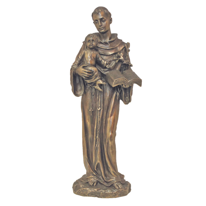St. Anthony of Padua Statue with Divine Child – 10.5" | Cold-Cast Bronze | Goldscheider Veronese