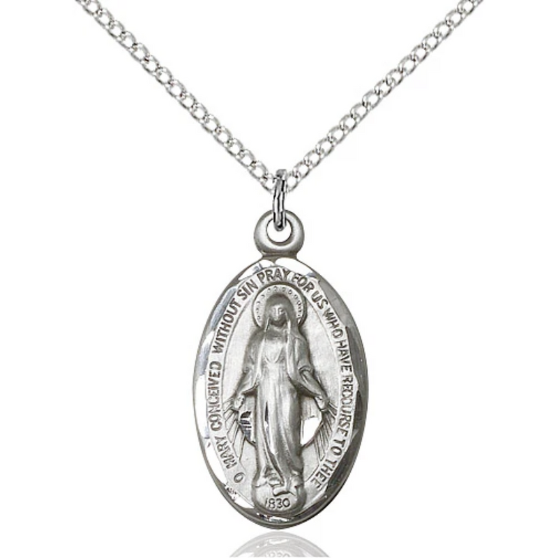 Miraculous Medal Sterling Silver 18"