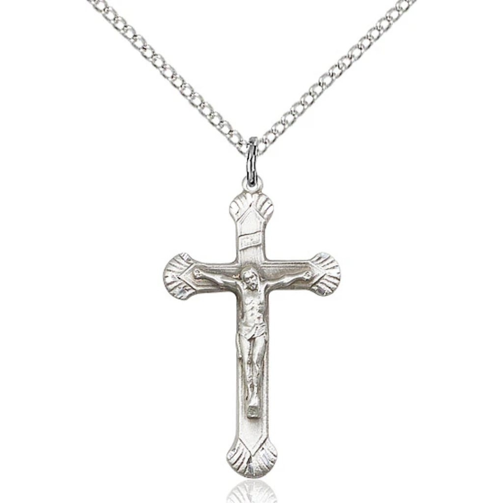 Crucifix Necklace Sterling Silver 18"