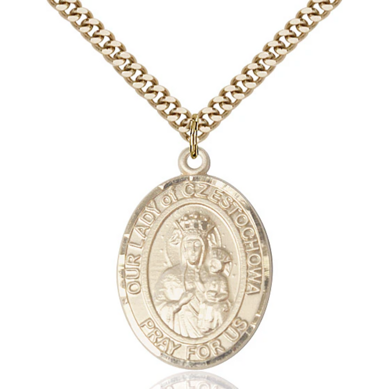 Our Lady of Czestochowa Necklace Gold Filled 24"