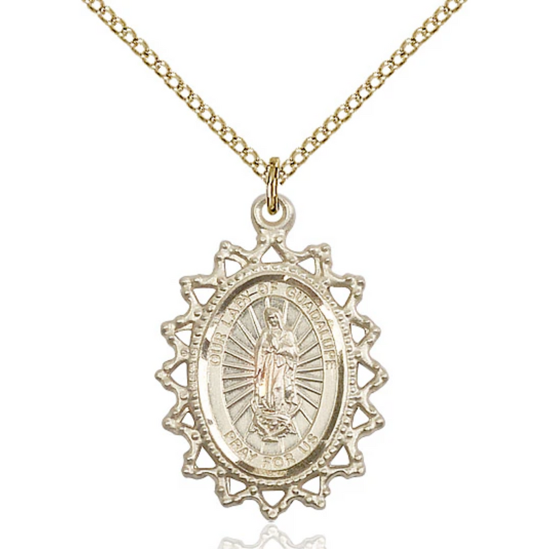 Our Lady of Guadalupe Medal Gold Filled 18"