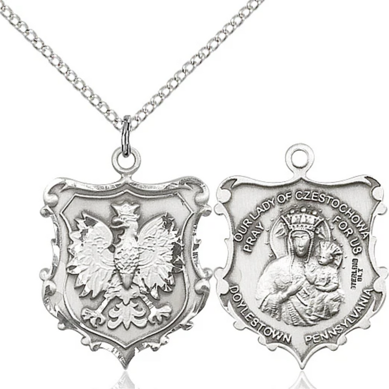 Our Lady of Czestochowa Necklace Sterling Silver 18"