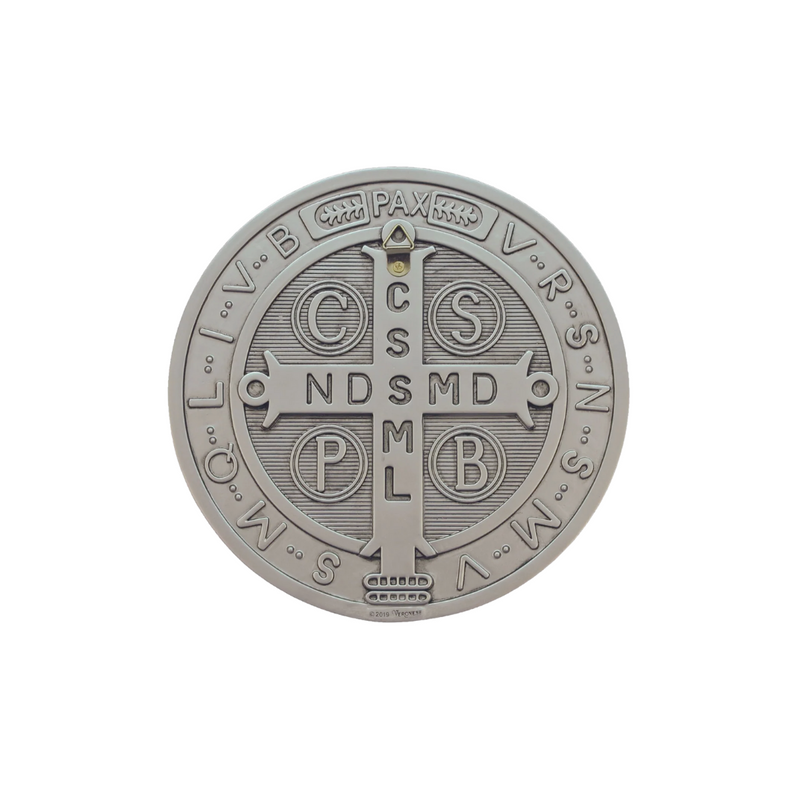 St. Benedict Medal Wall Plaque | 7" | Pewter & Gold