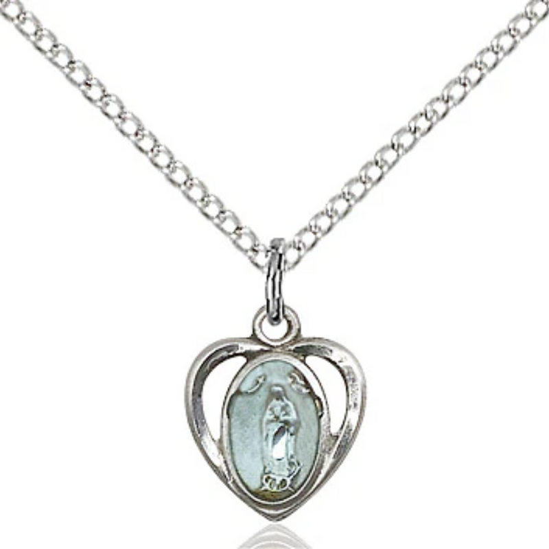Our Lady of Guadalupe Necklace Sterling Silver 18"