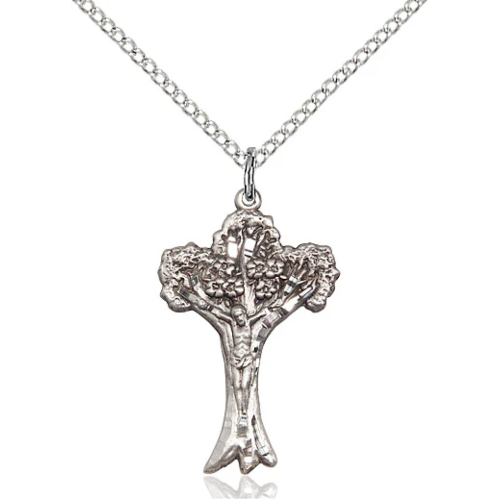 Crucifix Necklace Sterling Silver 18"
