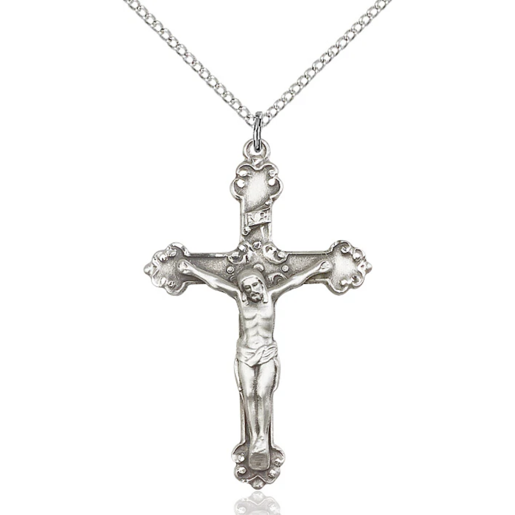 Crucifix Necklace Sterling Silver 18"
