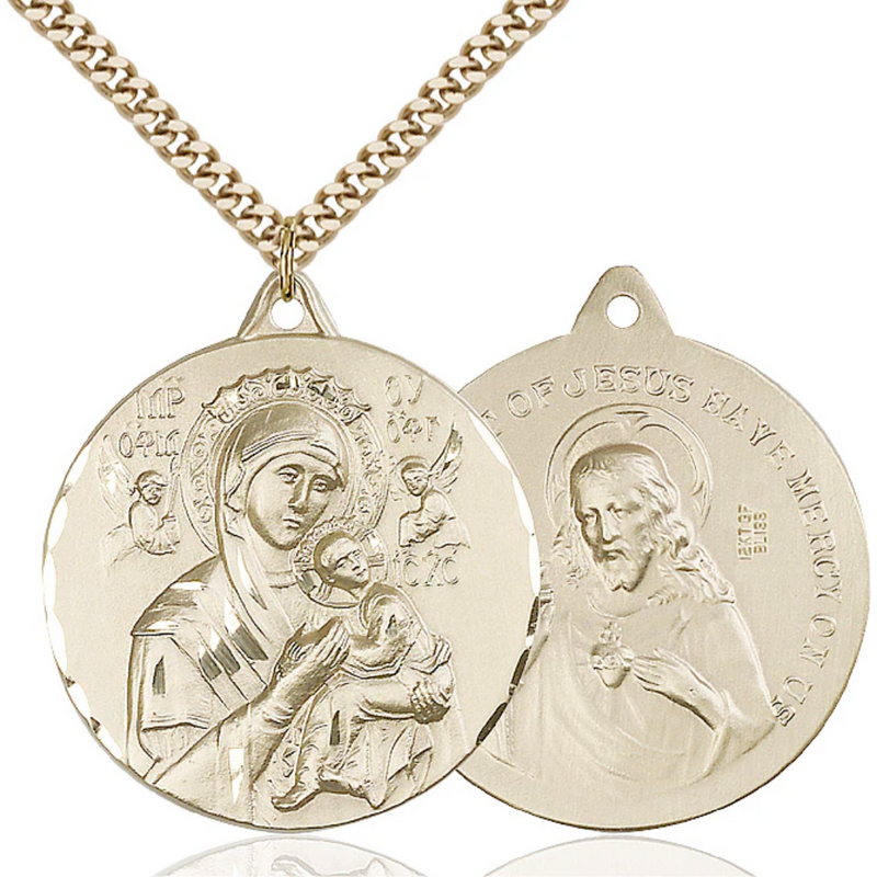 Our Lady of Perpetual Help Medal Gold Filled 24"