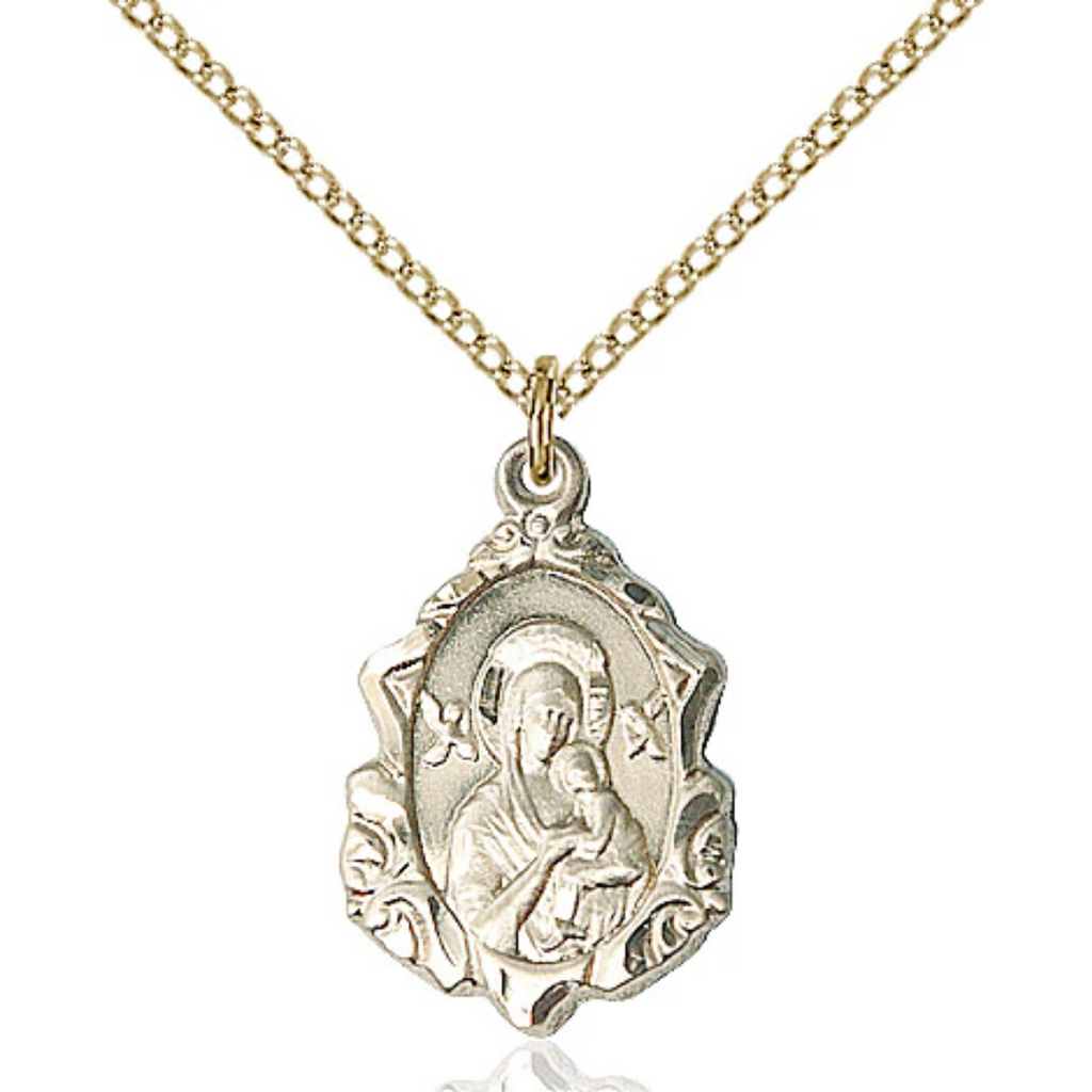 Our Lady of Perpetual Help Medal Gold Filled 18"