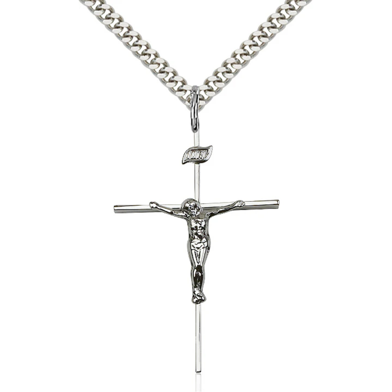 Crucifix Necklace Sterling Silver 24"