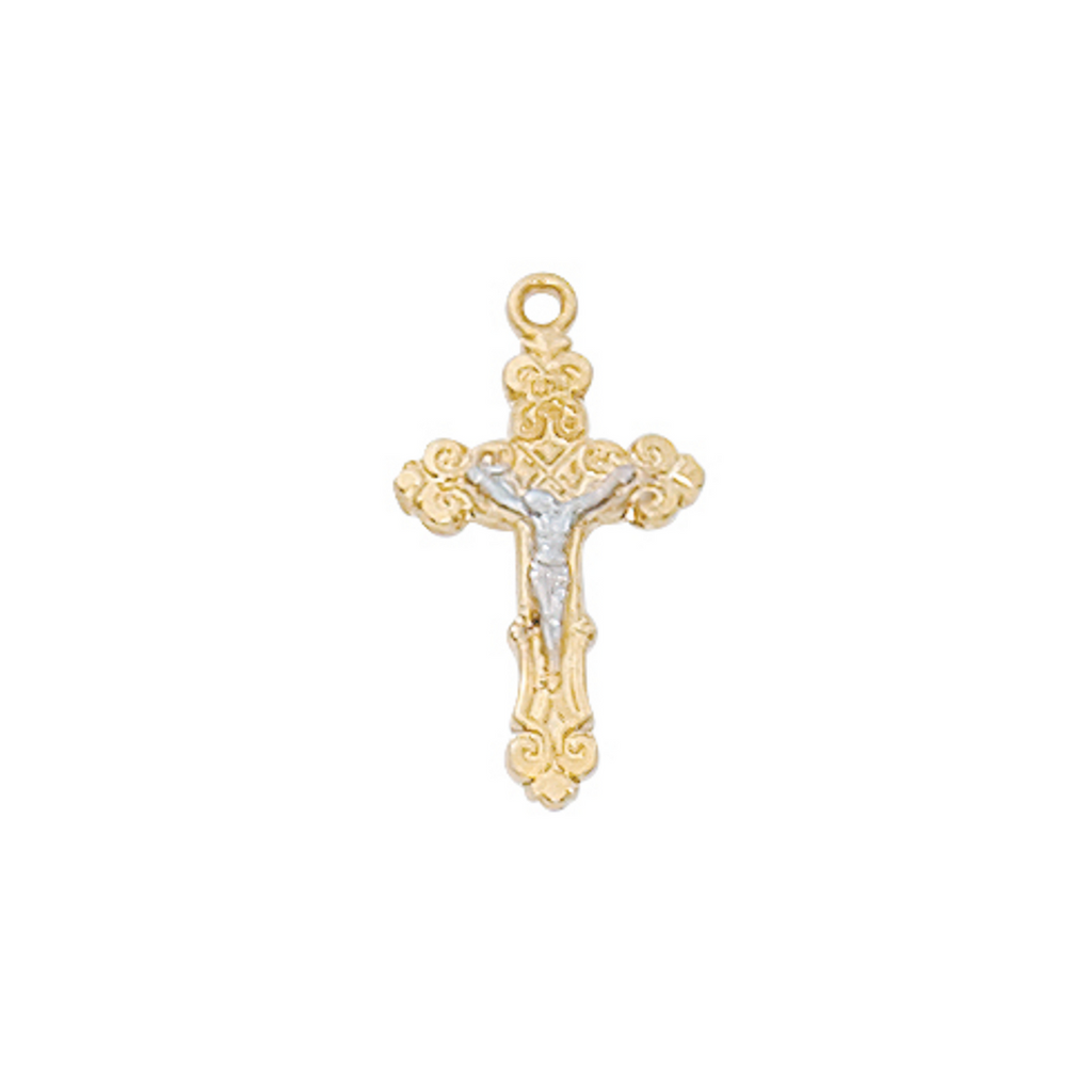 Two-Tone Crucifix Necklace - Gold over Sterling
