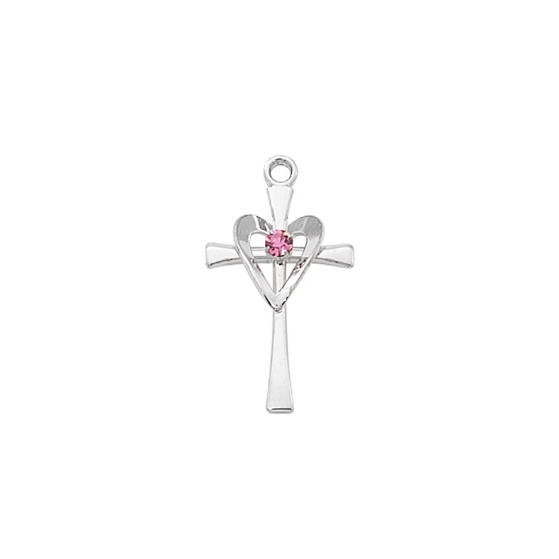 Heart Cross Necklace - Sterling Silver