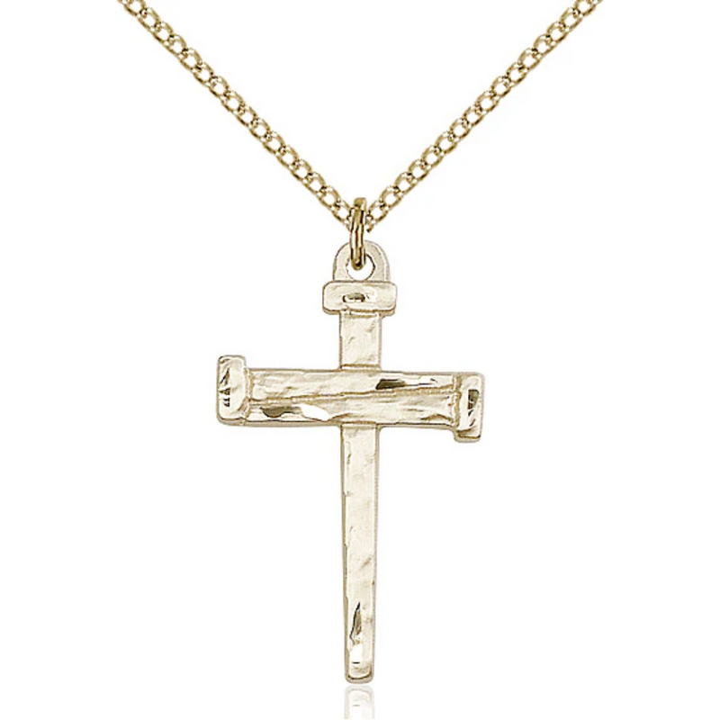 Nail Cross Necklace Gold Filled 18"