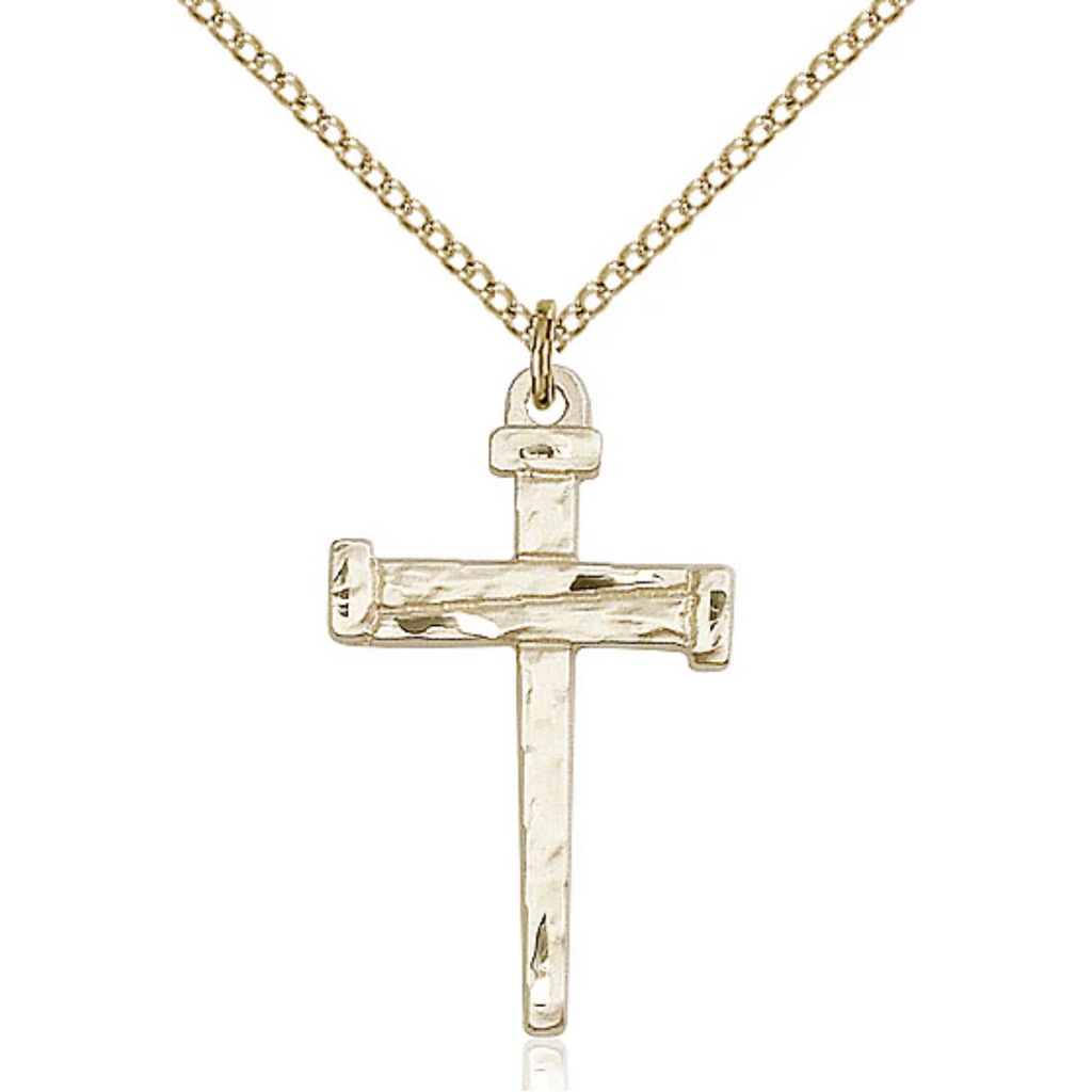 Nail Cross Necklace Gold Filled 18"