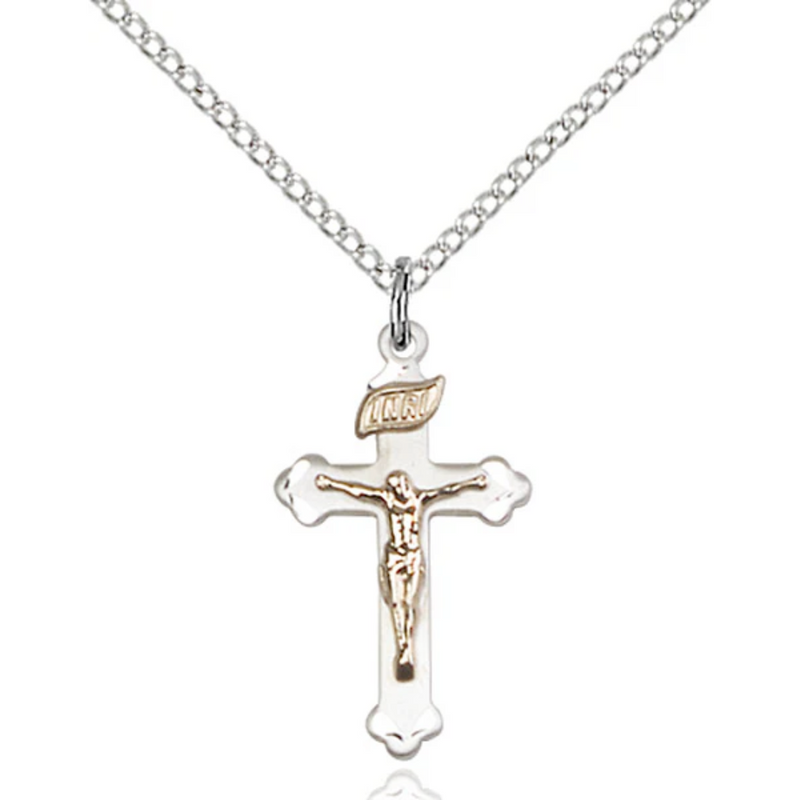 Crucifix Necklace Two-Tone 18"