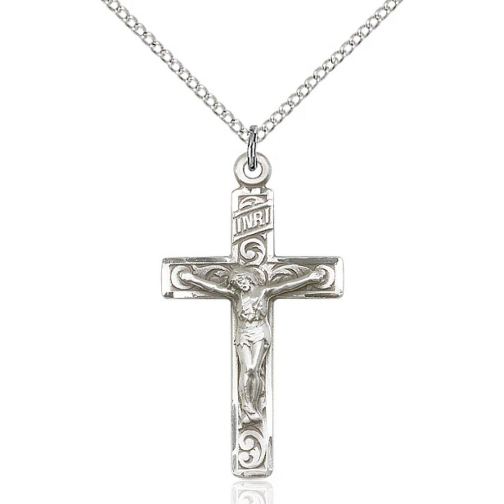 Crucifix Necklace Sterling Silver 18"