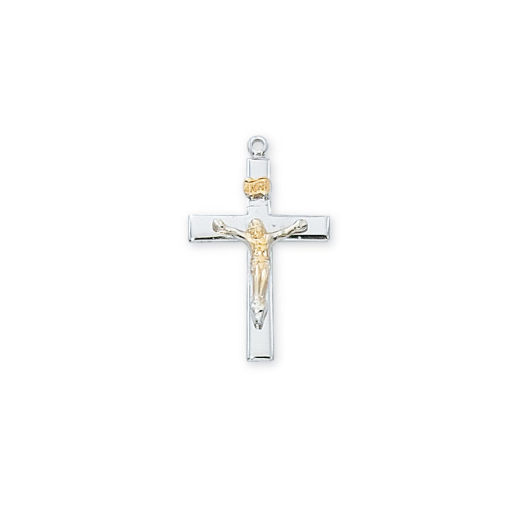Two-Tone Crucifix Necklace - Sterling Silver