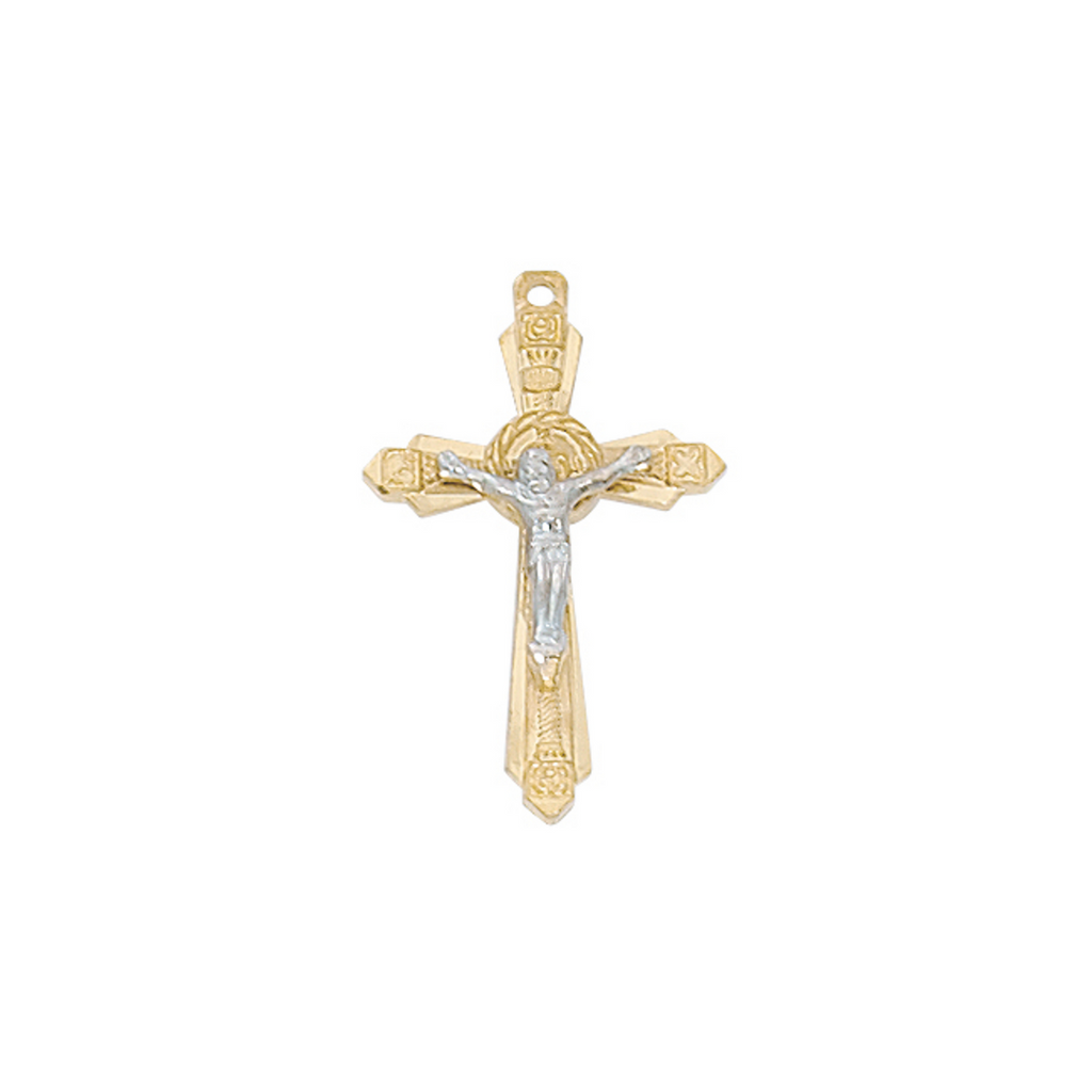 Two-Tone Crucifix Necklace - Gold over Sterling